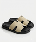 Sandales Suède Beige & Semelle Confort Noire