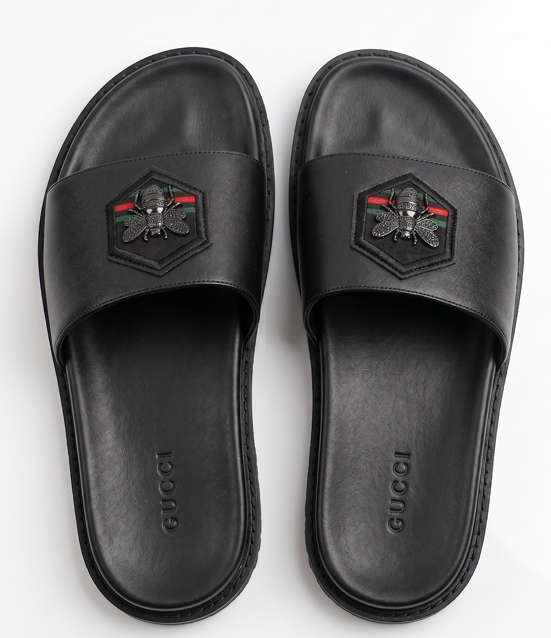 Sandales de Luxe en Cuir Noir Abeille