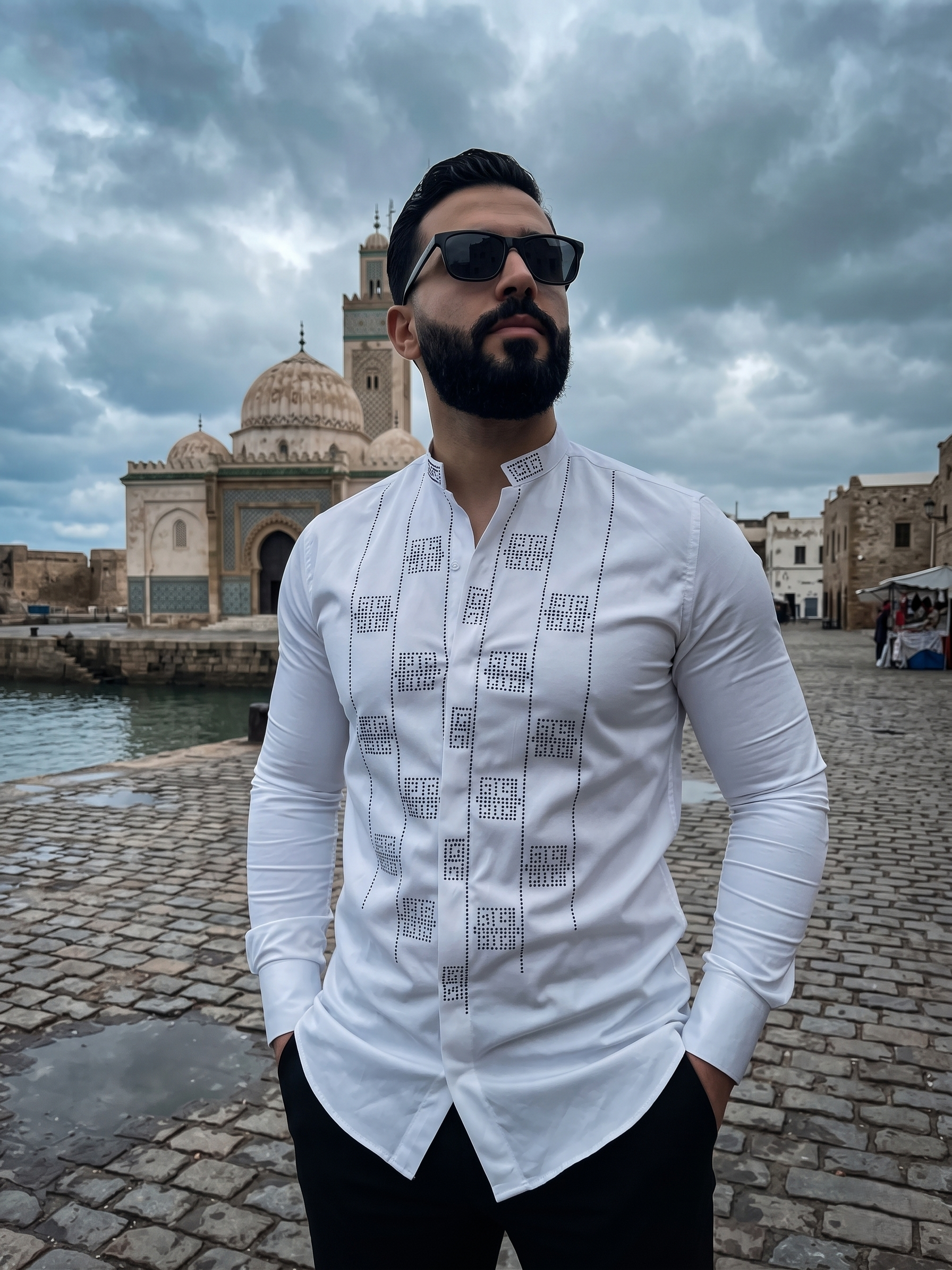 Chemise Blanche Géométriques