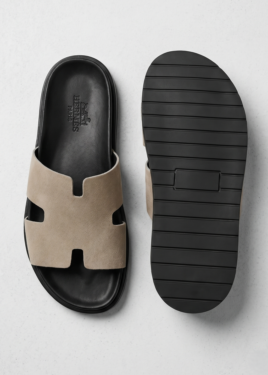 Sandales Suède Beige & Semelle Confort Noire