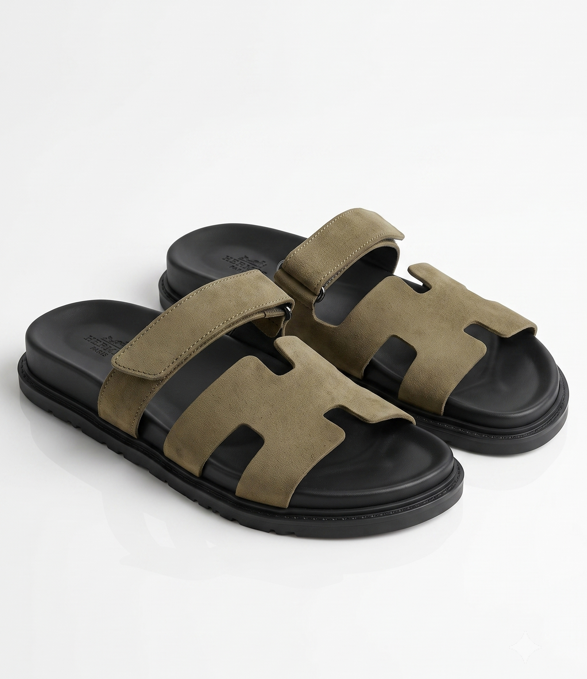 Sandales Homme en Daim Kaki