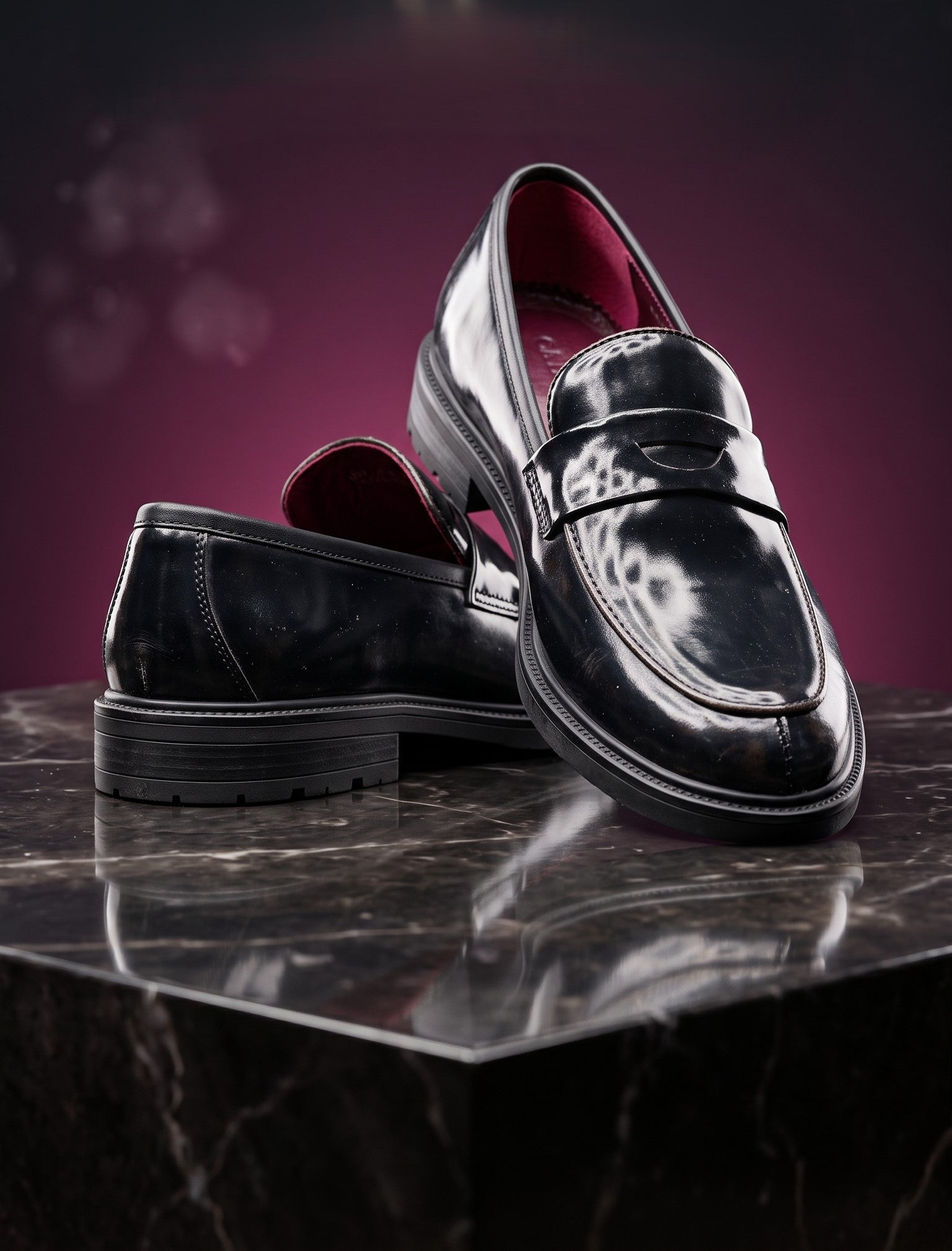 Mocassins Chunky en Cuir Noir