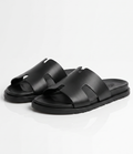 Sandales en Cuir Noir Élégance Minimaliste