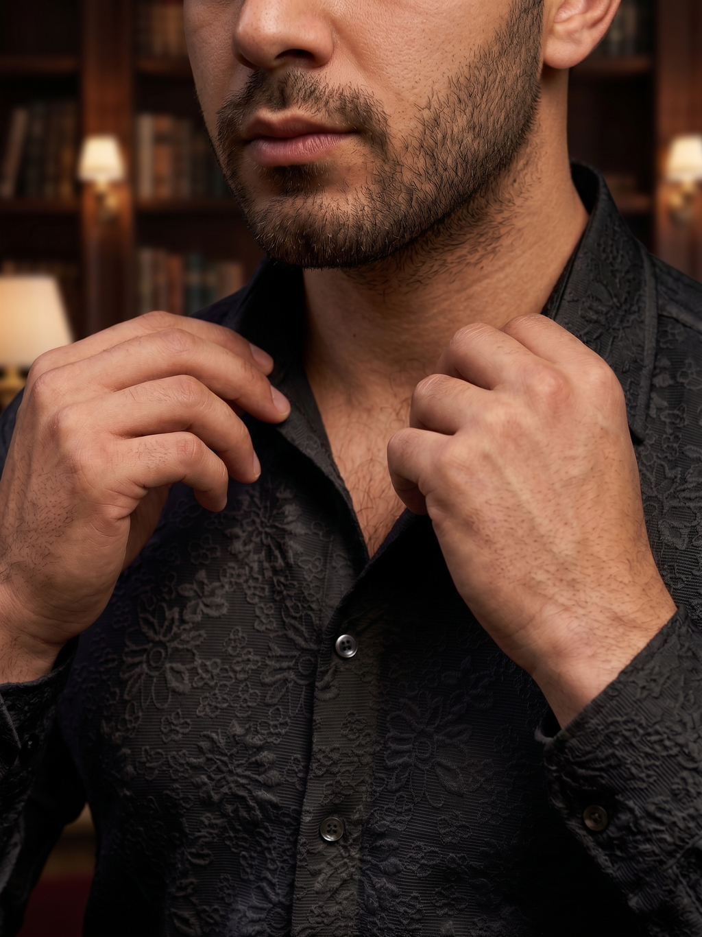 Chemise Noire en Floral