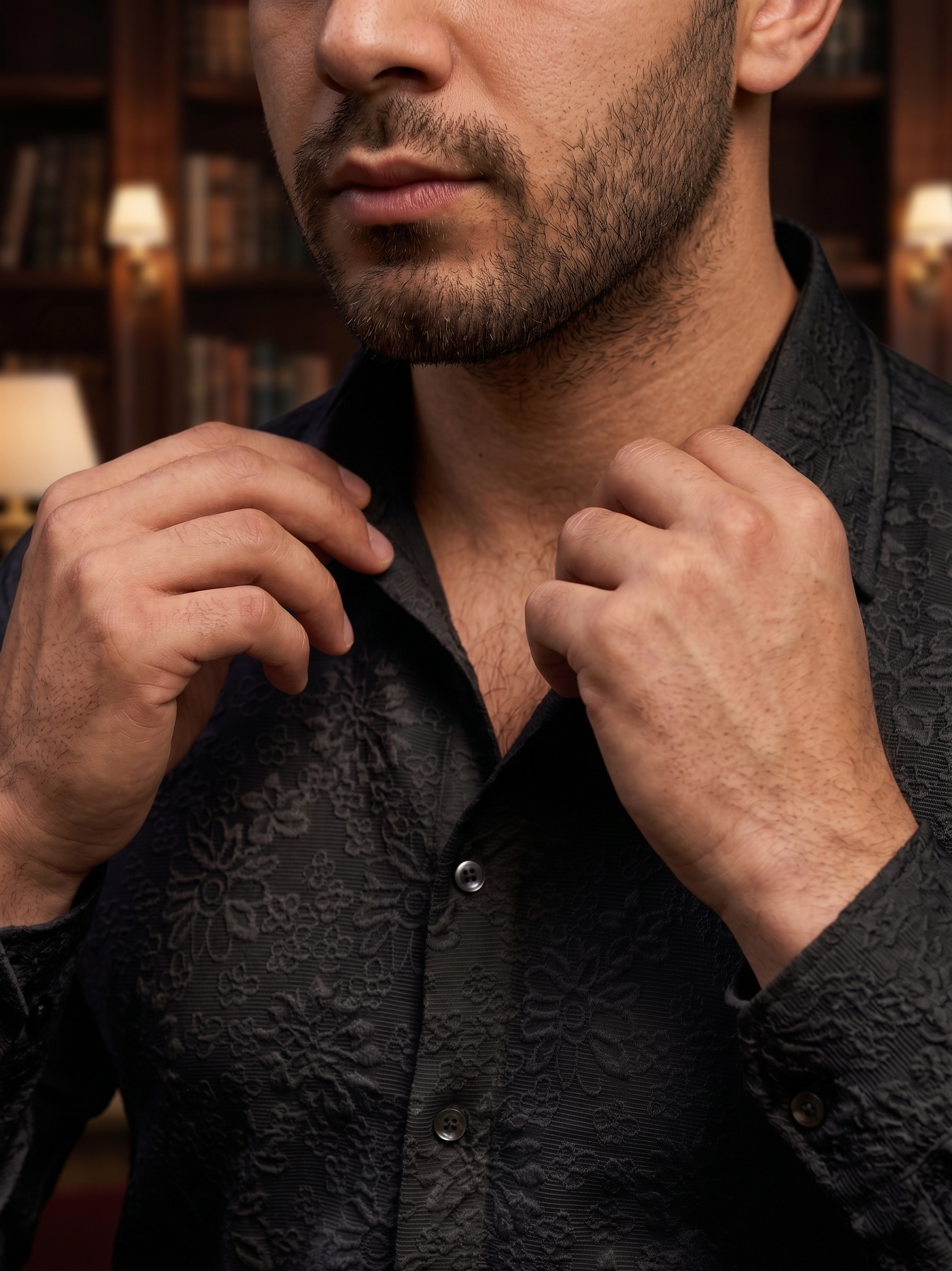 Chemise Noire en Floral