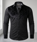 Chemise Noire « Prestige » à Empiècements Velours et Strass