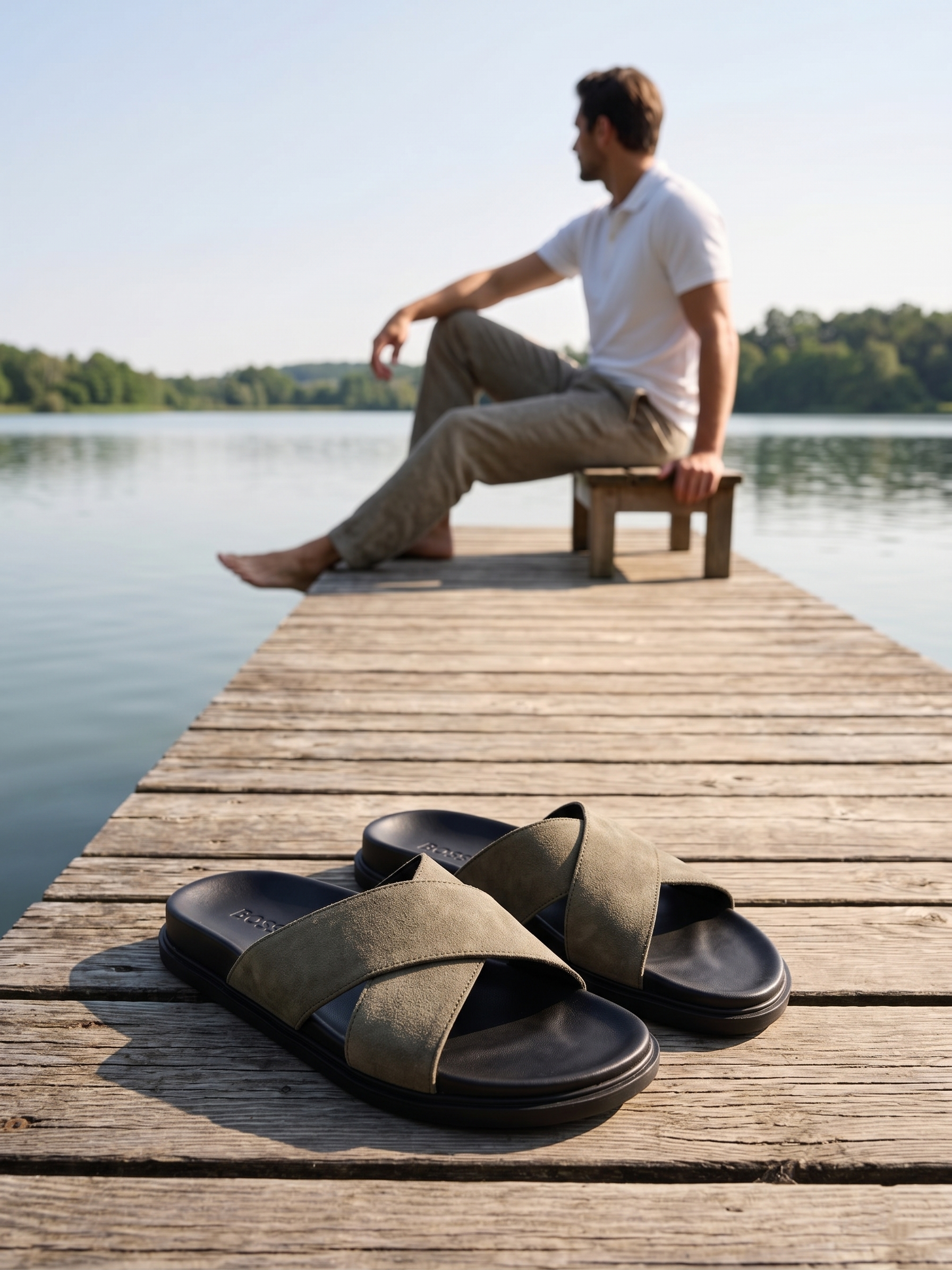 Sandal daim Vert olive