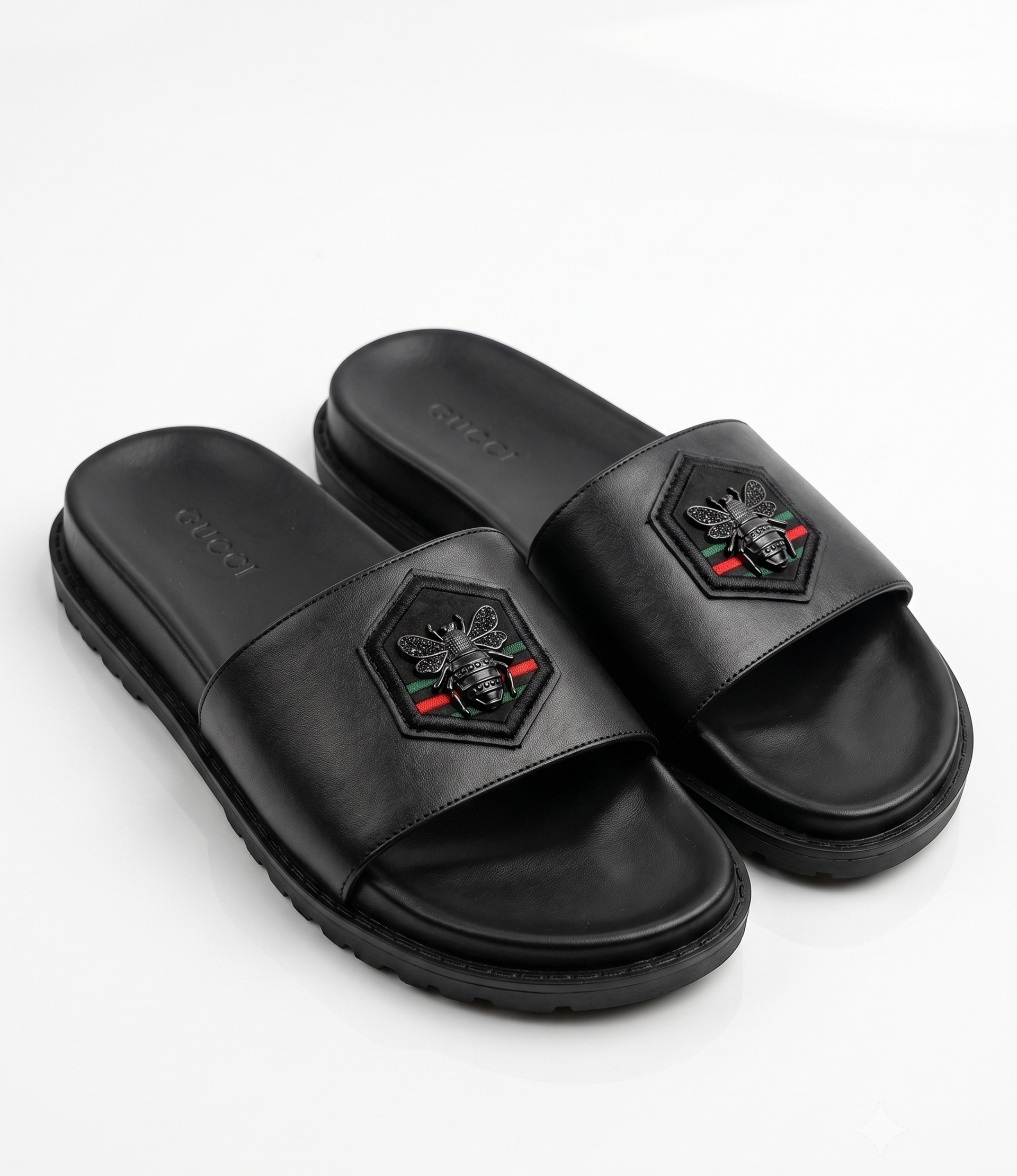 Sandales de Luxe en Cuir Noir Abeille